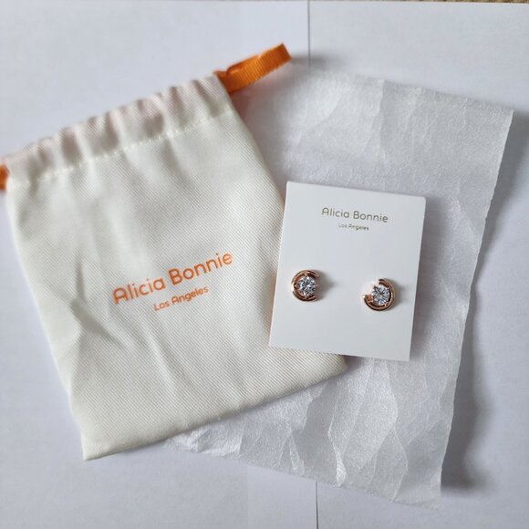 NWT Alicia Bonnie, "In Love Collection", Rose Gold Halo Earrings - Picture 1 of 4